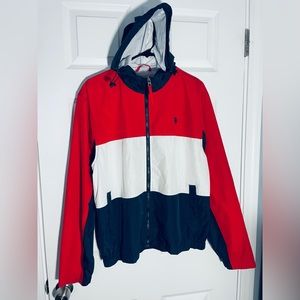 US Polo Assn Rain Wind Breaker Jacket red/white/blue men’s size Medium #2